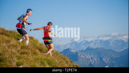 Bergame Italie : Septembre 2014 course de montagne de 38 km Banque D'Images