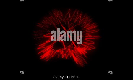 Zig Zag neon sphère sont dans l'espace sombre, de forme 3D dynamique, rendu 3D computer generated toile Banque D'Images