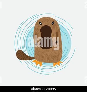 Cute cartoon illustration vecteur platypus sur fond gris eps 10 Illustration de Vecteur