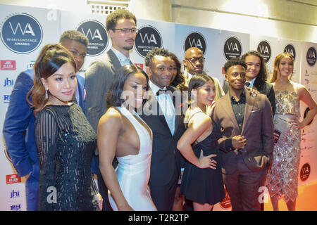 Assister à la 19e Congrès annuel des célébrités WhatsOnStage Awards au Prince of Wales Theatre sur Coventry Street à Londres comprend : Cast de Hamilton où : London, Royaume-Uni Quand : 03 mars 2019 Crédit : Paul Taylor/WENN.com Banque D'Images