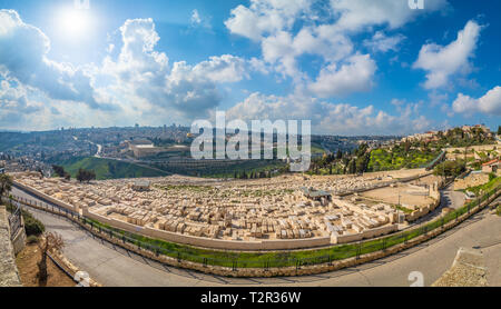 Panorama de Jérusalem, Israël. Vue depuis le Mont d'olive Banque D'Images