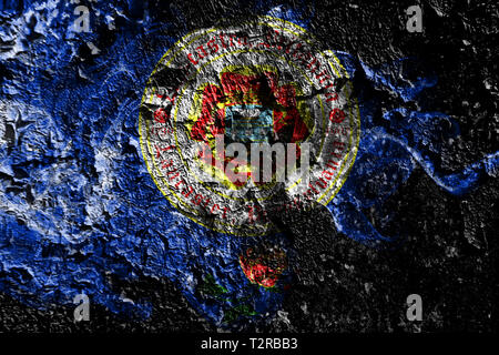 Lancaster, Pennsylvanie smoky drapeau mystique sur l'ancien mur sale Banque D'Images