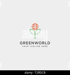 Planète nature feuille simple logo template vector illustration élément icône - vector Illustration de Vecteur