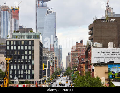 New York, USA - 28 juin 2018 : La 10e Avenue dans le quartier de Chelsea sur un jour de pluie. Banque D'Images