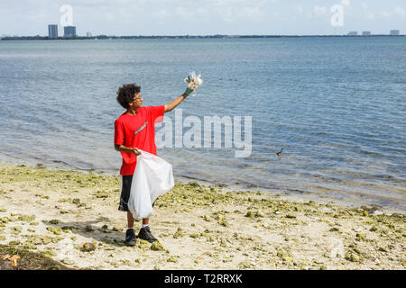 Miami Florida,Julia Tuttle Causeway,I 195,Interstate 195,Baynanza,Biscayne Bay Cleanup Day,nettoyer les bénévoles bénévoles travaillant bénévolement Banque D'Images