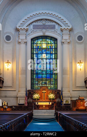 Intérieur de la chapelle de l'Académie Navale, US Naval Academy, Annapolis, Maryland Banque D'Images