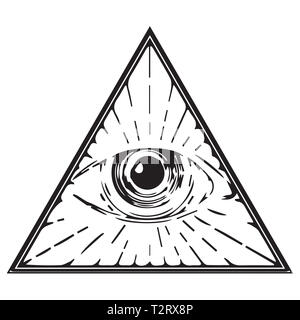 Eye of providence triangle franc-maçonnerie illuminati voir tous illustration Banque D'Images