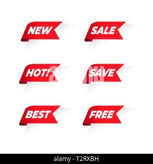 Red Corner ensemble ruban Élément Vecteur Conception. Illustration de Vecteur