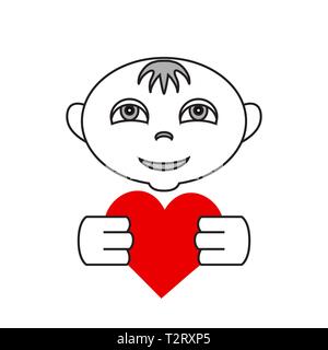 Logo télévision vectoriel simple kid avec coeur en mains isolées Illustration de Vecteur