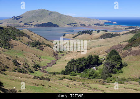 Vue panoramique sur la campagne dans la péninsule d'Otago Banque D'Images