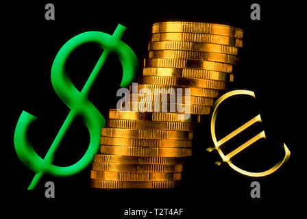 Symbole de l'euro symbolique et le symbole du dollar Banque D'Images