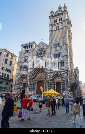 Gênes, Italie - 14 octobre 2018 : Cathédrale de Saint Laurent à Gênes Banque D'Images