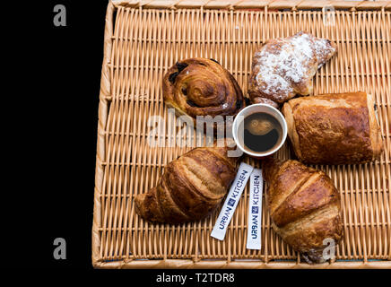 Assortiment de pâtisseries, croissant, pain au chocolat Pain au raisin Banque D'Images