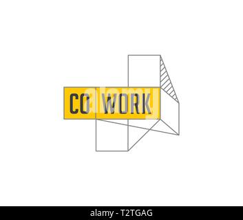 Espace de coworking, logo et l'icône de la zone de réseautage. Modèle de conception de scénario Illustration de Vecteur