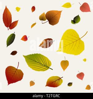 Automne abstract floral motif fabriqué à partir de feuilles colorées Illustration de Vecteur