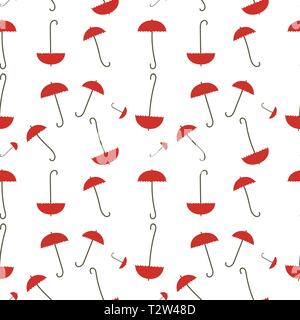 Parapluies - seamless pattern. Petit parapluie rouge situé au hasard. Arrière-plan ou la texture de papier de soie, etc. Illustration de Vecteur