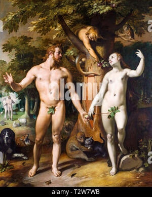 La chute de l'homme, Adam et Eve tableau de Cornelis Cornelisz van Haarlem, 1592. Banque D'Images