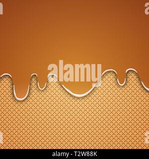 Sur le chocolat fondu à la crème fond Wafer : Vector Illustration Illustration de Vecteur