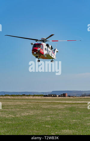 C'est un exercice d'entraînement de l'HMCG par rapport au nouveau personnel à l'Aérodrome de Boyndie, Aberdeenshire, Ecosse le samedi 30 mars 2019. Photographié b Banque D'Images