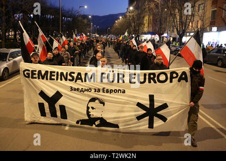 Sofia, Bulgarie - 16 Février 2019 : Les membres et sympathisants de groupes nationalistes participer dans Lukovmarch - une procession en mars commemorati Banque D'Images