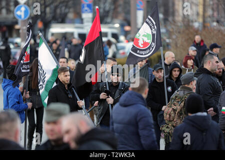 Sofia, Bulgarie - 16 Février 2019 : Les membres et sympathisants de groupes nationalistes participer dans Lukovmarch - une procession en mars commemorati Banque D'Images