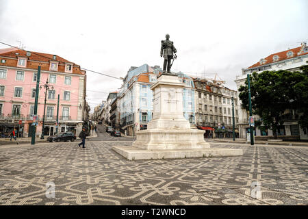 Avis de Duque da Terceira Square situé dans le centre de Lisbonne, à proximité de la gare de Cais do Sodré . Portugal Banque D'Images