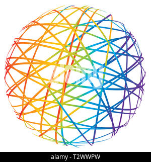 Sphère de lignes abstraites de couleur sur fond blanc Banque D'Images