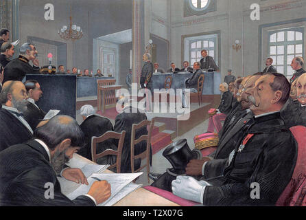 ALFRED DREYFUS (1859-1935) Officier de l'Armée française lors de son procès en cour martiale à Rennes en août 1899 Banque D'Images