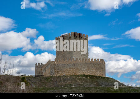Château de Tiedra, c'est un château médiéval en gardant son intérieur et ses hautes murailles, Route des châteaux, Valladolid, Espagne Banque D'Images
