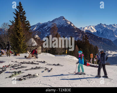 Sports d'hiver, ski area Tröpolach 83, Imst, Tyrol, Autriche, Europe Banque D'Images