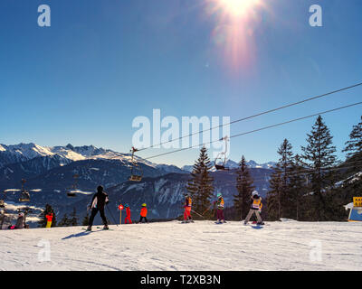 Sports d'hiver, ski area Tröpolach 83, Imst, Tyrol, Autriche, Europe Banque D'Images