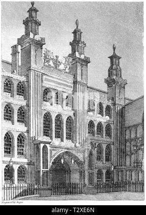 Une gravure de Guild Hall (la Guildhall), Londres UK numérisées à haute résolution à partir d'un livre publié en 1814. Croyait libres de droit. Banque D'Images