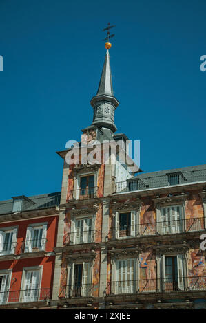 Plâtre peint sur la façade de la Casa de la panaderia (boulangerie) ancien bâtiment à Madrid. Capitale de l'Espagne avec dynamisme et vie culturelle intense. Banque D'Images