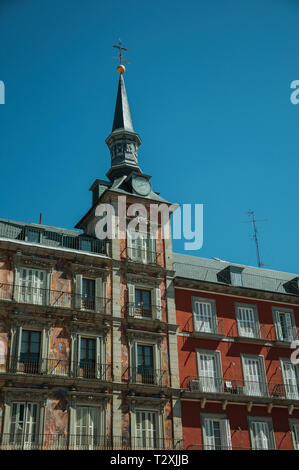 Plâtre peint sur la façade de la Casa de la panaderia (boulangerie) ancien bâtiment à Madrid. Capitale de l'Espagne avec dynamisme et vie culturelle intense. Banque D'Images