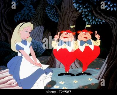 ALICE, bonnet, TWEEDLEDUM, ALICE AU PAYS DES MERVEILLES, 1951 Banque D'Images