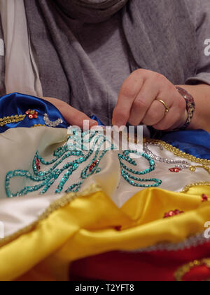 De Couture pour Nassereither Schellerlauf-Fasnacht custumes, Nassereith, Tyrol, Autriche Europe, intangible du patrimoine canadien Banque D'Images
