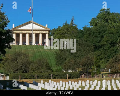 Fermer la vue d'Arlington House et les motifs d'Arlington cemetery à Washington, DC Banque D'Images