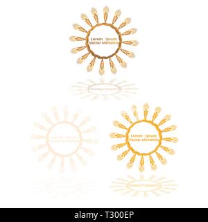 Les épis de blé, d'avoine ou d'orge trois logotypes vector set golden sur fond blanc. Eco ingrédient naturel élément, une nourriture saine ou l'agriculture, brea Illustration de Vecteur