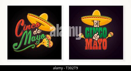 Le Cinco de Mayo texte message d'lettrage illustration. Illustration de Vecteur