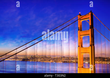 Golden Gate Bridge à l'aube San Francisco, Californie, USA. Banque D'Images