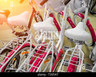 Vélos, Location boutique Rose close-up Banque D'Images