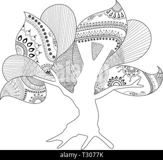 Arbre creux Coloriage Artwork Illustration de Vecteur