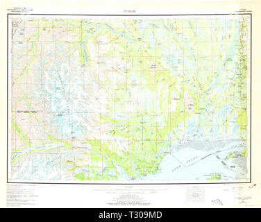 Carte TOPO USGS Alaska AK Tyonek 3615781958 Restauration 250000 Banque D'Images