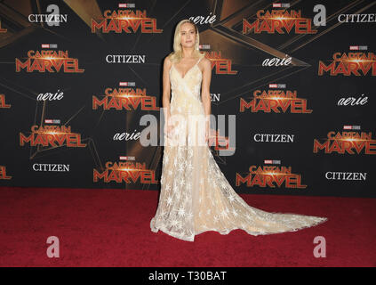 Captain Marvel Premiere film mettant en vedette : Brie Larson Où : Los Angeles, California, United States Quand : 04 mars 2019 : Crédit/WENN.com Apega Banque D'Images