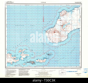 Carte TOPO USGS Alaska AK Unimak 7079041951 Restauration 250000 Banque D'Images