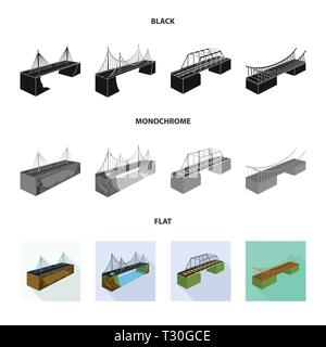 Bridge,Canada,rock,mer,modernes,coffrage,assemblé,pendaison,long,brick,banque,colonnes,rivière,autoroute,port,metal,cascade,construction,mains courantes,retombantes,rail,des,train,eau,cable,cadre,design,construire,ponts,côté,architecture,vue,vue,passage,structure,set,icône,,illustration,collection,isolé,graphique,élément vecteur vecteurs,signer , Illustration de Vecteur