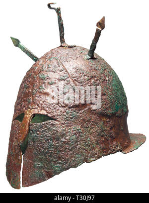 Pare-balles, casques, casque, Apulian-Corinthian bronze, 5e siècle avant J.-C., Additional-Rights Clearance-Info-Not-Available- Banque D'Images