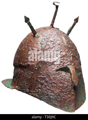 Pare-balles, casques, casque, Apulian-Corinthian bronze, 5e siècle avant J.-C., Additional-Rights Clearance-Info-Not-Available- Banque D'Images