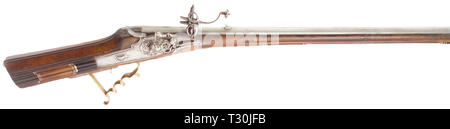 Les bras longs, et l'on échangea, wheellock wheellock, fusil allemand, vers 1680, Additional-Rights Clearance-Info-Not-Available- Banque D'Images