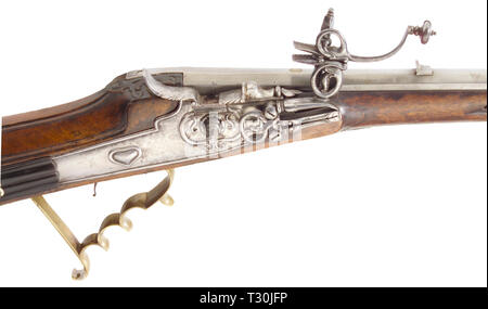 Les bras longs, et l'on échangea, wheellock wheellock, fusil allemand, vers 1680, Additional-Rights Clearance-Info-Not-Available- Banque D'Images